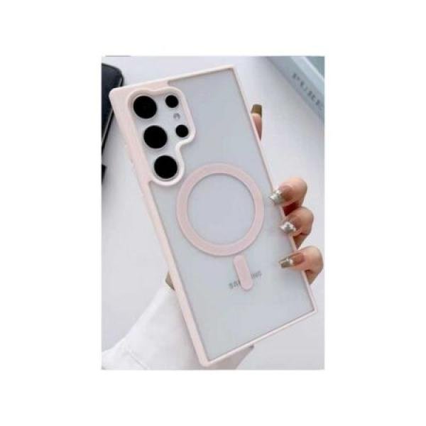 Galaxy S24 Ultra Hybrid Clear Case w/ Magsafe Pink Edge (Retail Packaged)