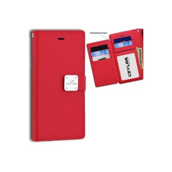 Galaxy S24 Ultra luxurious synthetic PU leather 6 Card Slots Infolio, Red (Retail Packaged)