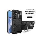 Galaxy S25 Twisting Magnetic Ring Stand Case w/ Camera cover Black (Premium Package)