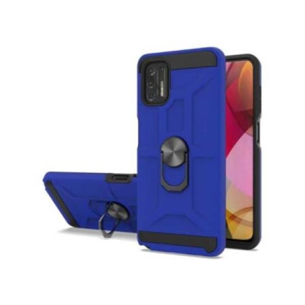 Motorola G Stylus 2021 New Matte Design Brush Case with Ring Stands Blue (Retail Packaged)