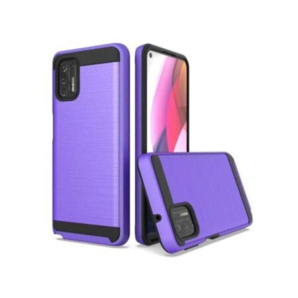 Motorola G Stylus 2021 Hybrid Texture Brushed Metal Case, Purple