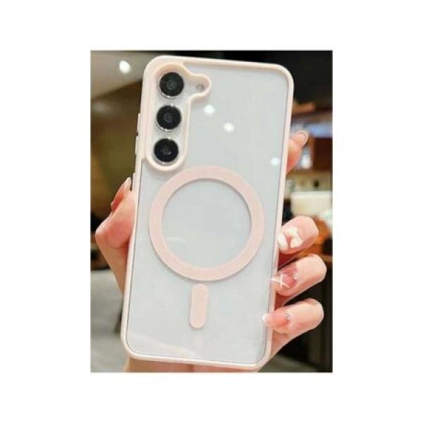 Galaxy S24 Hybrid Clear Case w/ Magsafe Pink Edge (Retail Packaged)