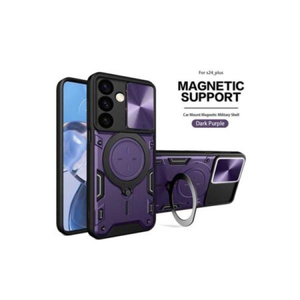 Galaxy S24 Plus Twisting Magnetic Ring Stand Case w/ Camera cover Purple (Retail Packaged)