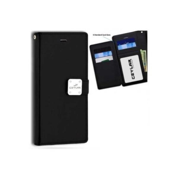 Galaxy S24 Plus luxurious synthetic PU leather 6 Card Slots Infolio, Black (Retail Packaged)
