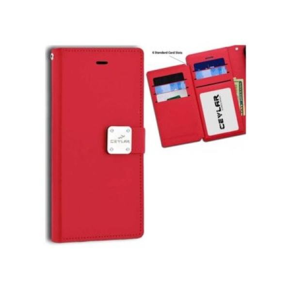 Galaxy S24 Plus luxurious synthetic PU leather 6 Card Slots Infolio, Red (Retail Packaged)