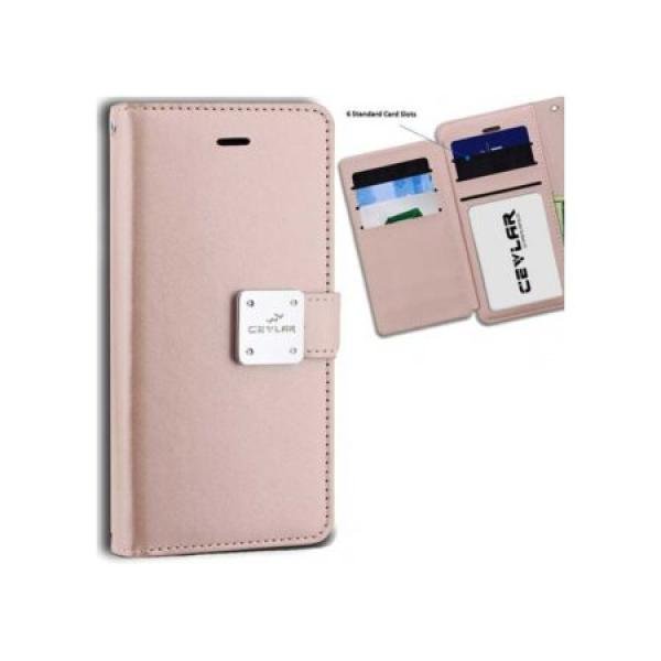 Galaxy S24 Plus luxurious synthetic PU leather 6 Card Slots Infolio, Rose Gold (Retail Packaged)