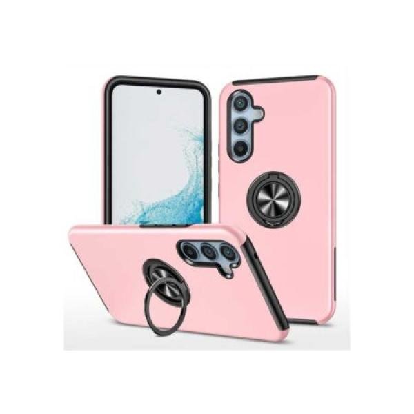 Galaxy S24 Plus Oil Painted Case w/ Flat Magnetic Ring Stand Pink