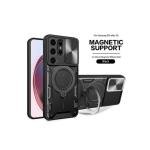 Galaxy S24 Ultra Twisting Magnetic Ring Stand Case w/ Camera cover Black (Retail Packaged)