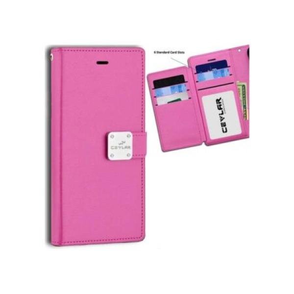 Galaxy S24 Ultra luxurious synthetic PU leather 6 Card Slots Infolio, Pink (Retail Packaged)