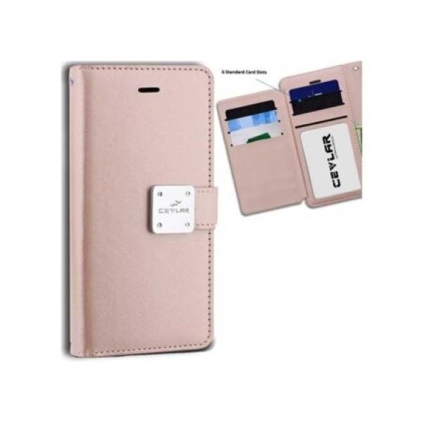 Galaxy S24 Ultra luxurious synthetic PU leather 6 Card Slots Infolio, Rose Gold (Retail Packaged)