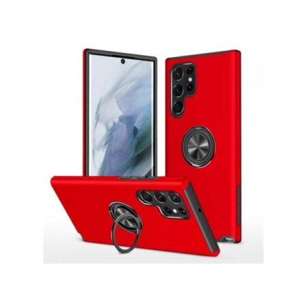 Galaxy S24 Ultra Oil Painted Case w/ Flat Magnetic Ring Stand Red