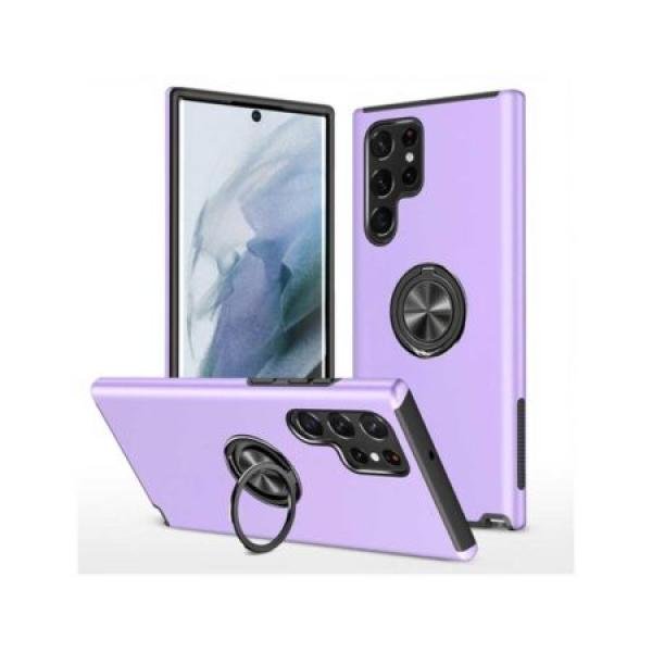 Galaxy S24 Ultra Oil Painted Case w/Flat Magnetic Ring Stand Purple