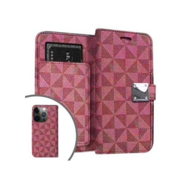 Galaxy S24 Ultra Premium Fabric Wallet Pouch 6 Card Slots Magenta (Retail Packaged)
