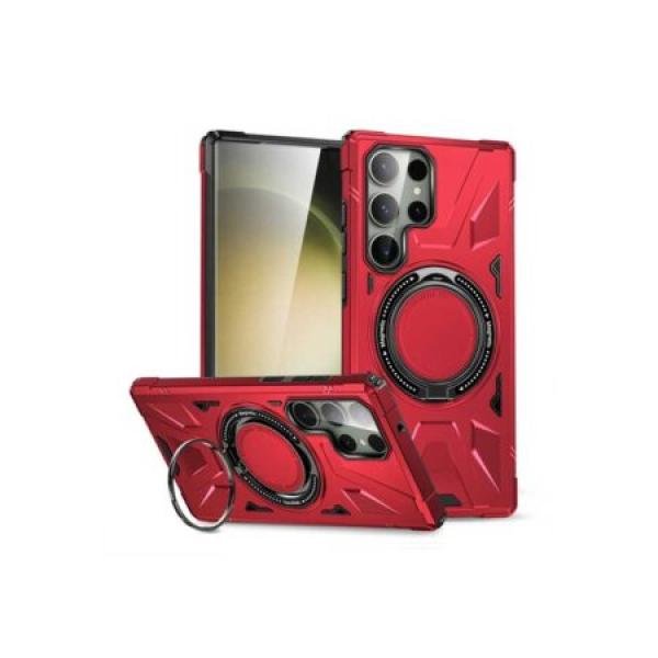 Galaxy S24 Ultra Tough Case w/ Large Rotating Magsafe Ring Stand Red (Retail Packaged)