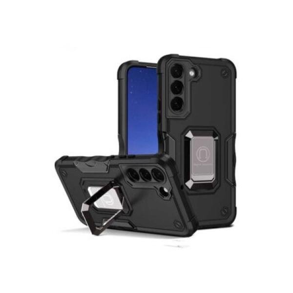 Galaxy S25 Hybrid ShockProof Magnetic RingStand Case Black (Premium Package)
