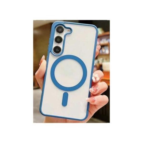 Galaxy S25 Hybrid Clear Case w/ Magsafe Blue Edge (Premium Package)