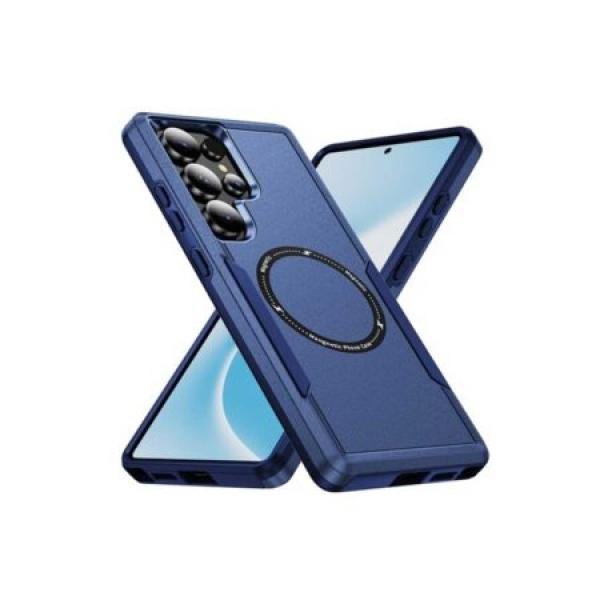 Galaxy S25 Hybrid Dual Layer Case w/ Magnetic Ring Blue (Premium Package)
