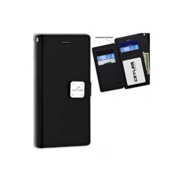 Galaxy S25 luxurious synthetic PU leather 6 Card Slots Infolio, Black (Premium Package)
