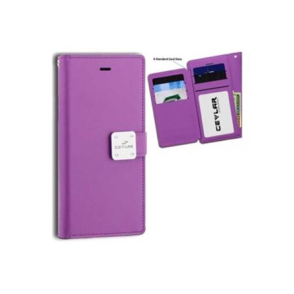 Galaxy S25 luxurious synthetic PU leather 6 Card Slots Infolio, Violet (Premium Package)