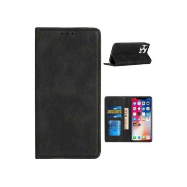 Galaxy S25 Premium Vegan Leather Magnetic Closure Wallet Black (Premium Package)