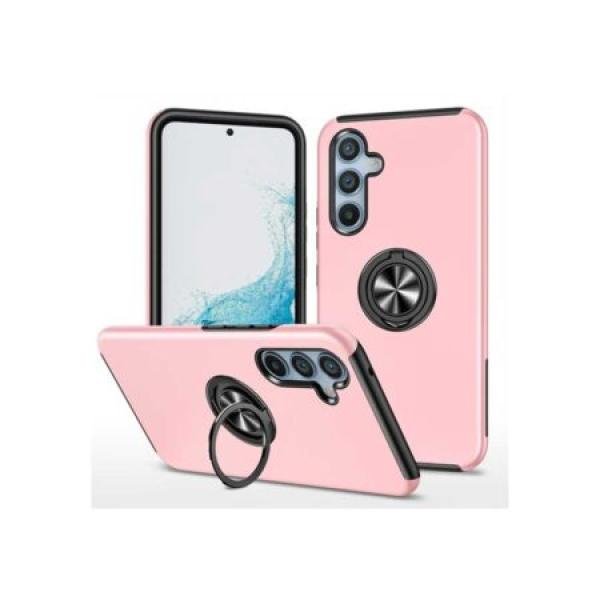 Galaxy S25 Oil Painted Case w/ Flat Magnetic Ring Stand Pink (Premium Package)