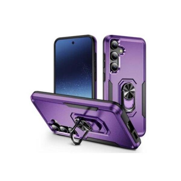 Galaxy S25 Hybrid Dual Layer Case w/ Magnetic Ring Stand Purple (Premium Package)